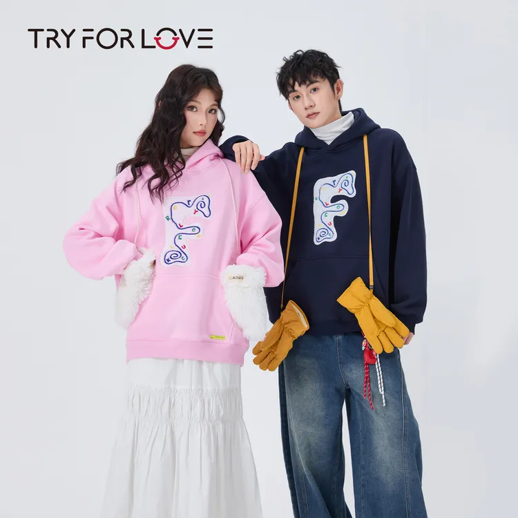 TRYFORLOVE新款宽松休闲百搭情侣连帽卫衣上衣时尚秋季套头衫秋冬