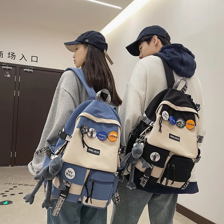 新店福利Vintage双肩包男高中初中学生书包大学生大容量小学生简
