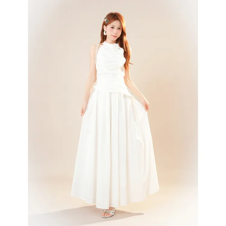 【风铃恋曲】 夏季新款法式设计套装气质不规则上衣+半身裙两件套