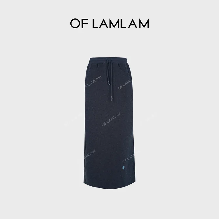 ”蓝染艺术“岛国45R蓝染刺绣抽绳直筒高腰半身裙OFLAMLAM  MQ069G