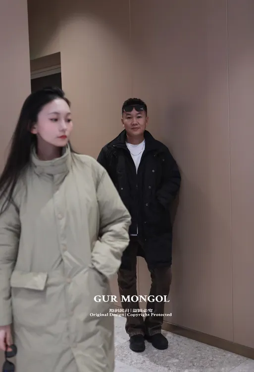 GUR MONGOL 立领棉中长款大衣百搭保暖