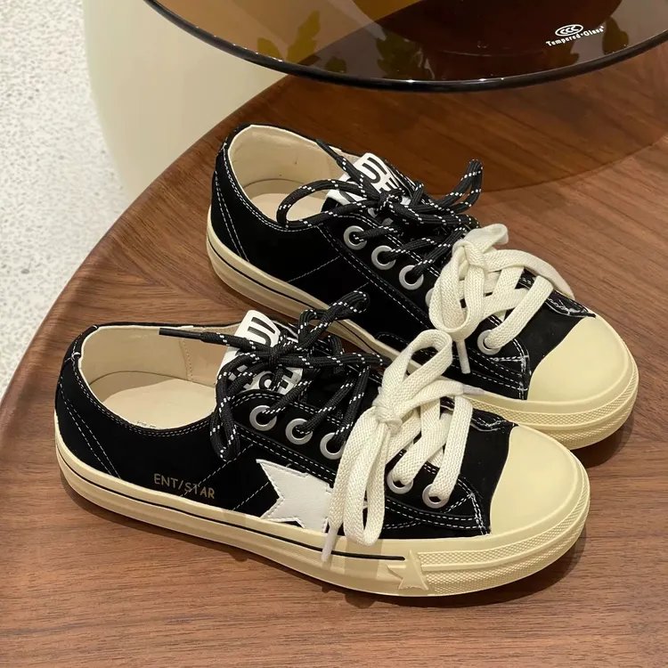 秋季休闲休闲板鞋韩风学院板鞋学生黑色百搭ins平底女鞋布鞋