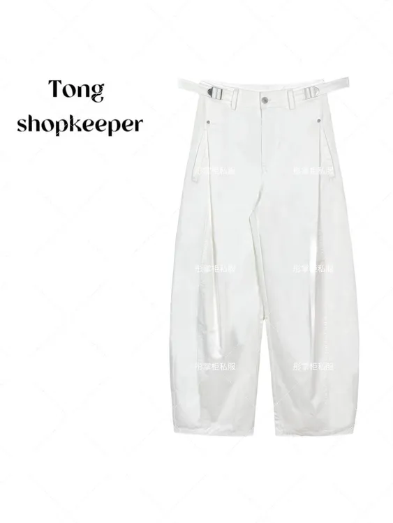 QJ/彤掌柜1681705 夏款2025重磅欧货褶皱显瘦腰头酷帅设计小裤