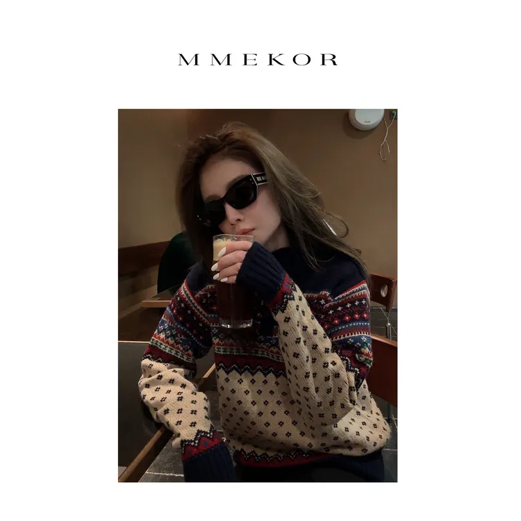 MMEKOR“挪威冬夜”毛衣 2025新款秋款静奢老钱风上衣 30610