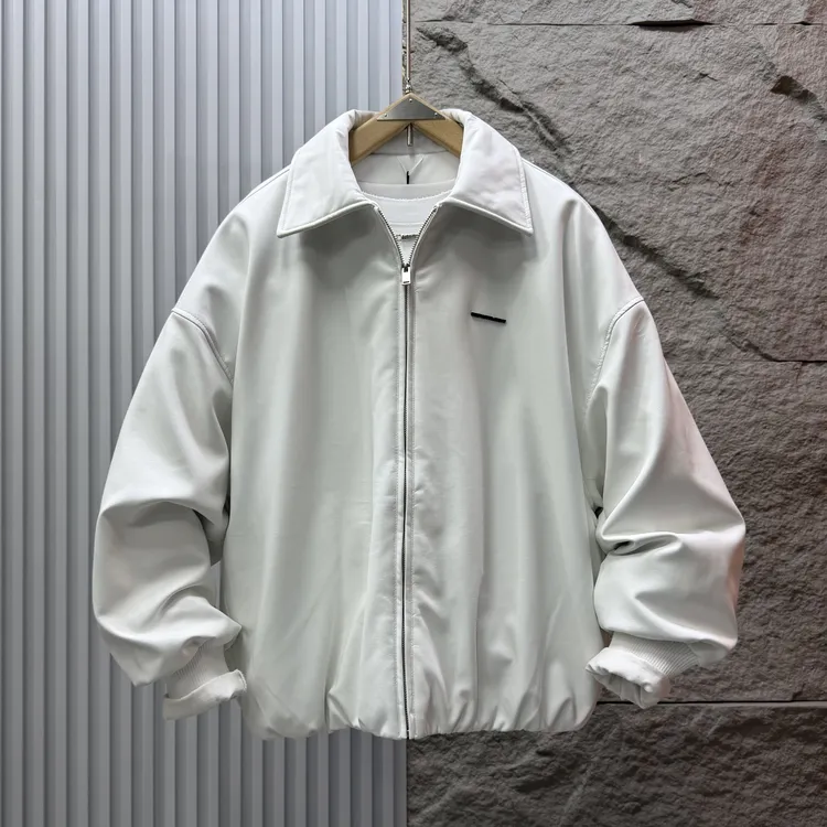 潮牌50白鸭绒羽绒服冬季皮U翻领纯色保暖外套宽松阔版男女情侣