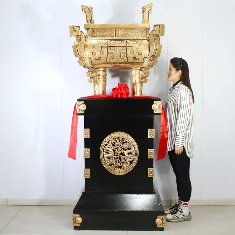 纯铜鼎落地摆件鼎盛千秋金属鼎客厅装饰酒店公司开业乔迁庆典礼品