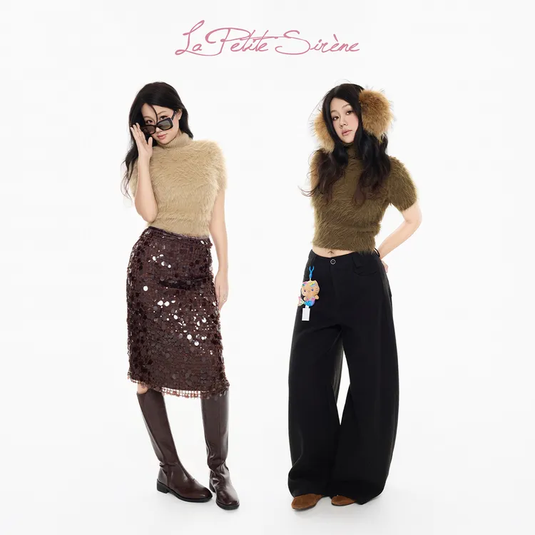 LPS郭卷毛同款时尚气质百搭性十足毛绒高领短袖毛衣M39123JM54