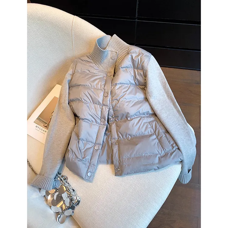 韩版简约复古新款拼接立领棉服外套女休闲百搭保暖棉袄长袖上衣潮