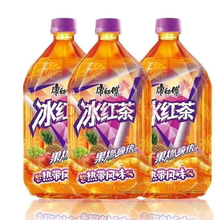 康师傅热带冰红茶1L/500ml果味茶饮料夏日解渴清爽解腻大瓶装