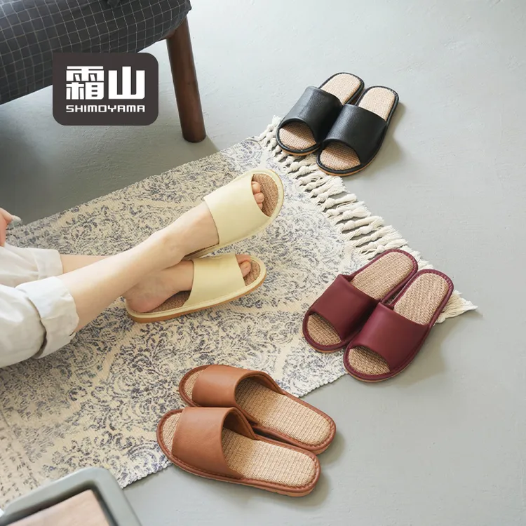 霜山日式亚麻凉拖鞋女夏季防滑吸汗室内软底男情侣透气拖鞋