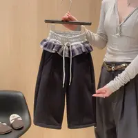 儿童高定巨百搭加厚格子屁帘拼接奥粒绒弯刀裤-326【小亚专属】