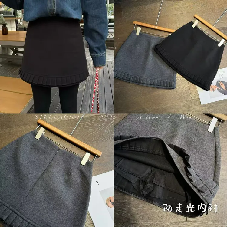 SG / 郭幂幂 AW 秋冬时髦感 后拉链木耳边毛呢短裙Q-20253169