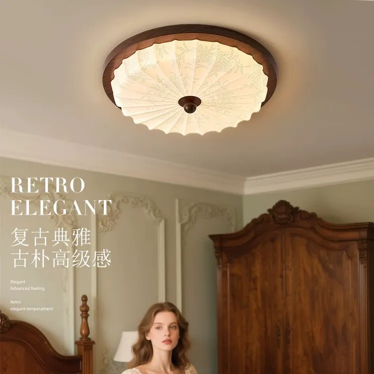新款中古风卧室灯吸顶灯复古花纹宋代美学南洋风护眼书房灯房间灯