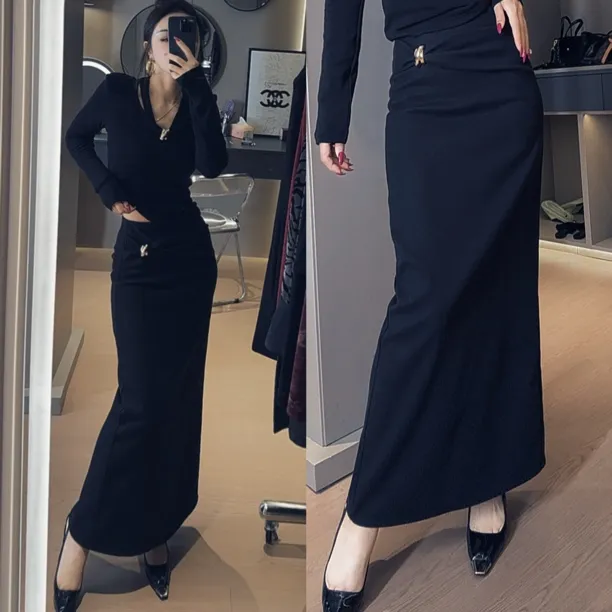 莎火火-原创新款冬款修身显瘦直筒包臀中长款半身裙子513时尚