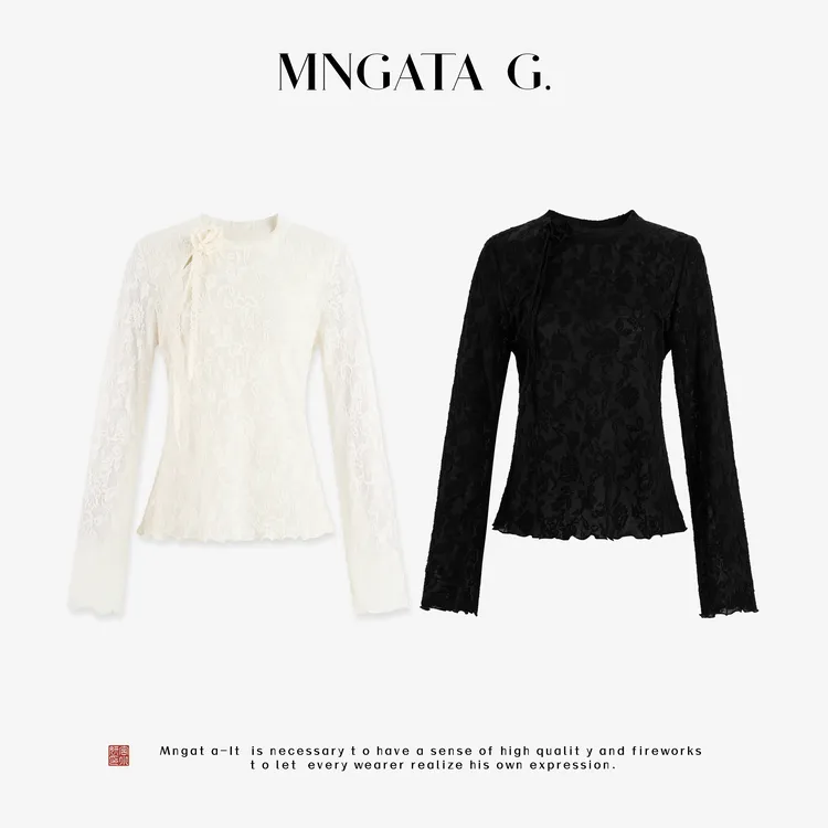 MNGATA G.宫小妍【手工花·清秋】绵羊毛早秋新中式国风上衣5080653