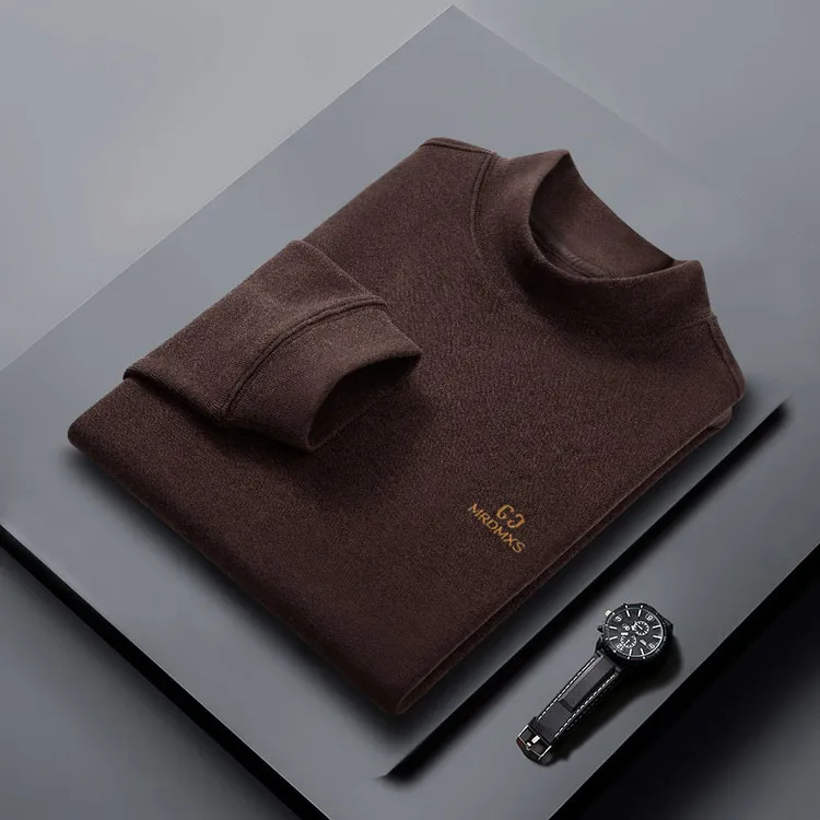 【詹总专属】戴蒙先森秋冬季男士打底衫纯色百搭休闲风磨毛保暖半高领T恤上衣