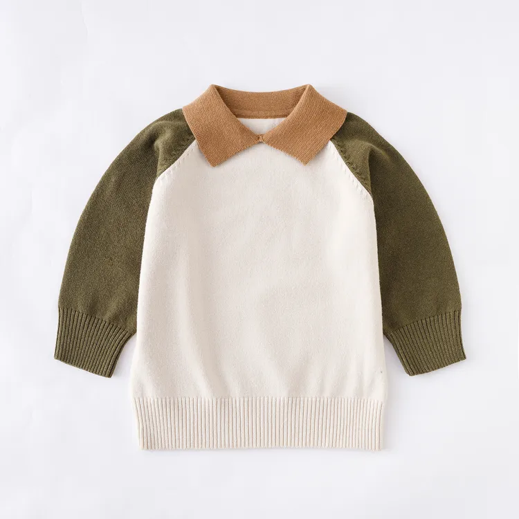 【潘先生高定】现货100%棉复古拼色婴儿毛衣