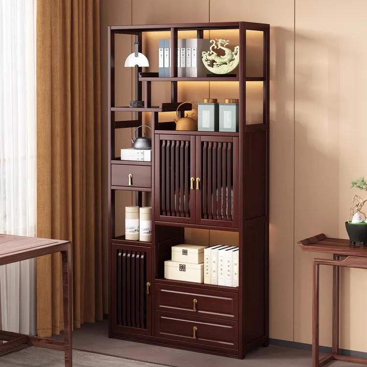 新中式博古架实木多宝阁茶叶展示茶柜紫砂壶茶具摆放收纳置物架