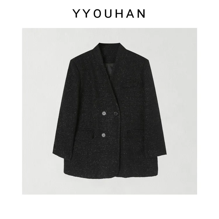 月月 年货战袍极简风百搭气质款烫金细闪小香风羽绒服 2512C8820