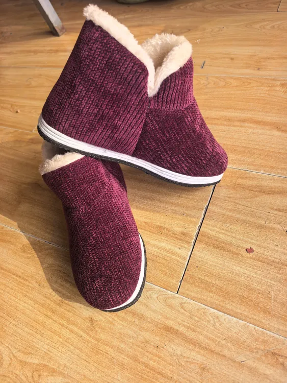 纯色高帮加绒加厚棉鞋灯芯绒手工保暖防滑耐磨居家情侣款防寒秋冬