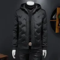 欧货冬季加厚修身棉服潮流男士连帽麦穗外套潮牌白鸭绒时尚男装