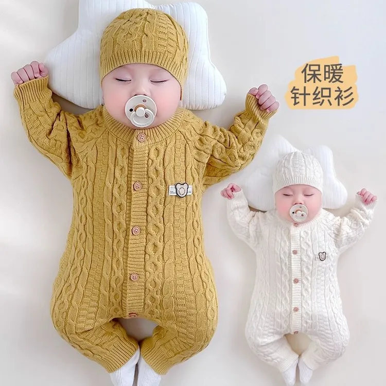 啵啵维尼【万达撤柜】婴儿毛衣连体衣秋冬婴幼儿衣服冬季线衣小孩睡