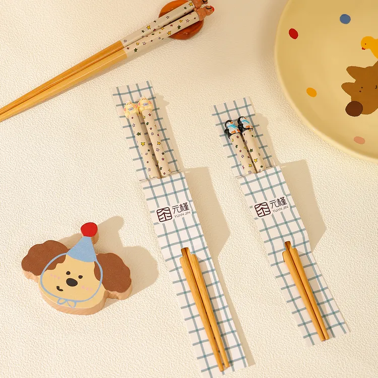 可爱的卡通儿童筷子单人装高颜值分长筷短筷亲子筷家用木筷高颜值