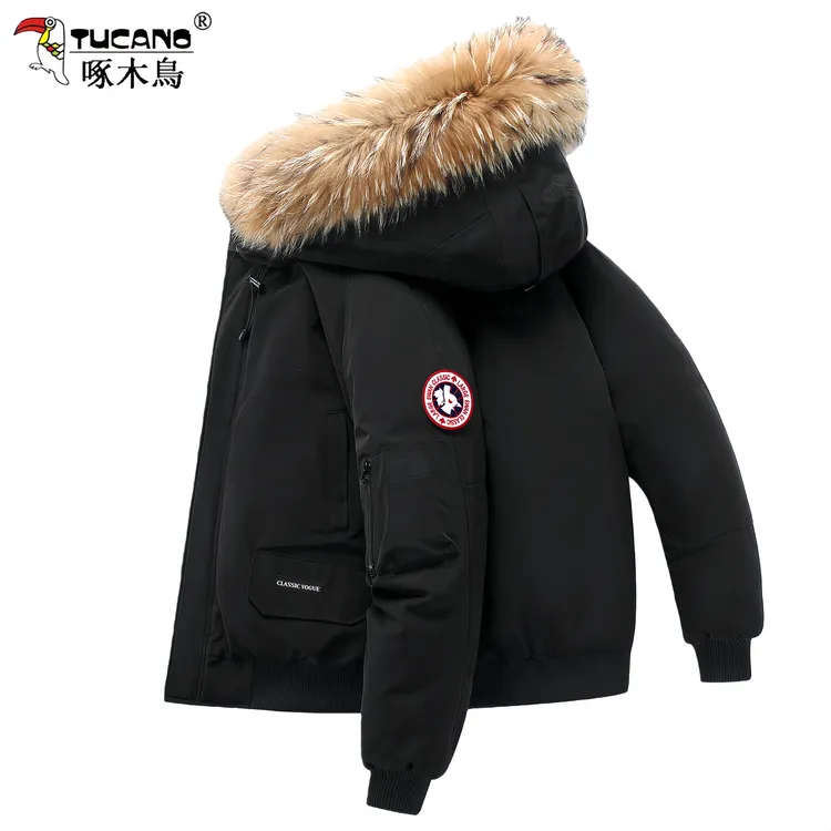 啄木鳥加厚棉服男冬季新款工装情侣潮牌毛领短款轻薄连帽棉衣外套