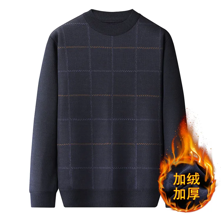 时尚休闲百搭简约加绒保暖圆领针织衫-L88