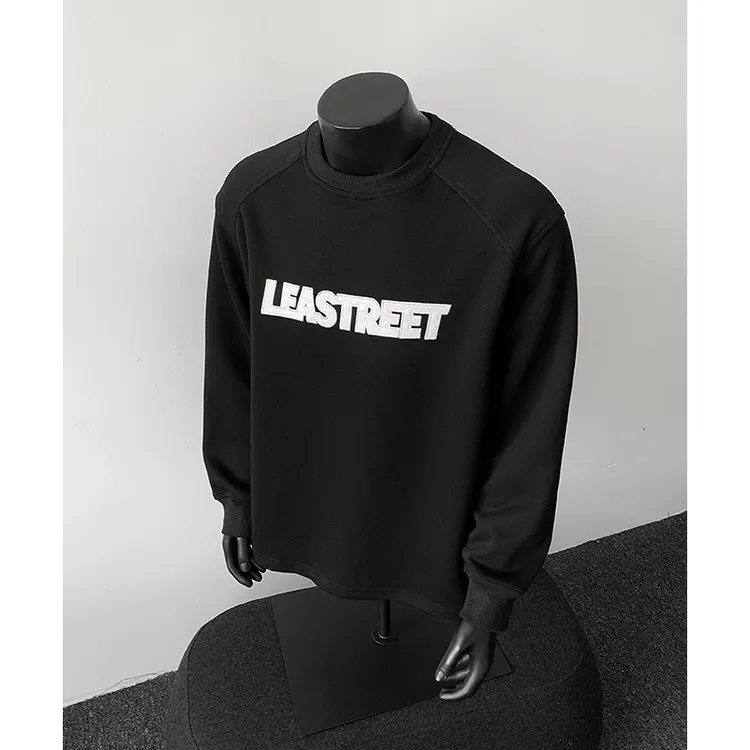 早秋贴布刺绣卫衣长袖男士cleanfit穿搭圆领百搭宽松高级感打底衫