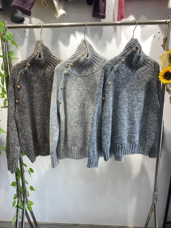 秋冬新款高领设计感毛衣百搭打底