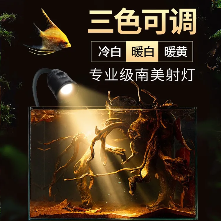 鱼缸灯变焦灯南美射灯原生溪流缸水族观赏灯照明全光谱led水草灯