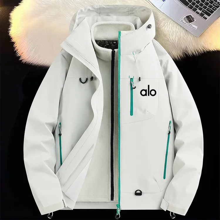 alo冲锋衣三合一防风防水新款男女款登山情侣衣潮流厚款夹克外套