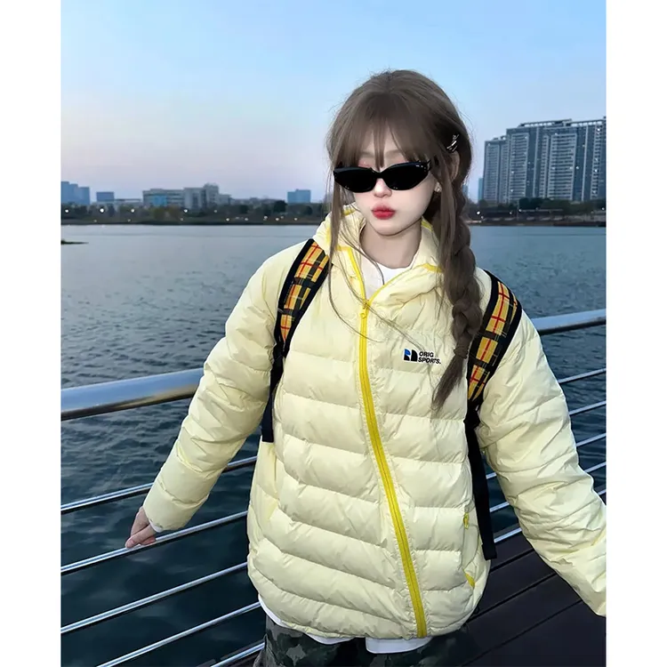 RASS轻量化斜拉链连帽排骨羽绒服男女款冬季潮牌防风保暖情侣外套