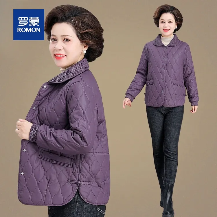 罗蒙小个子妈妈装夹棉服外套女冬装2025新款中老年阔太太轻薄棉衣