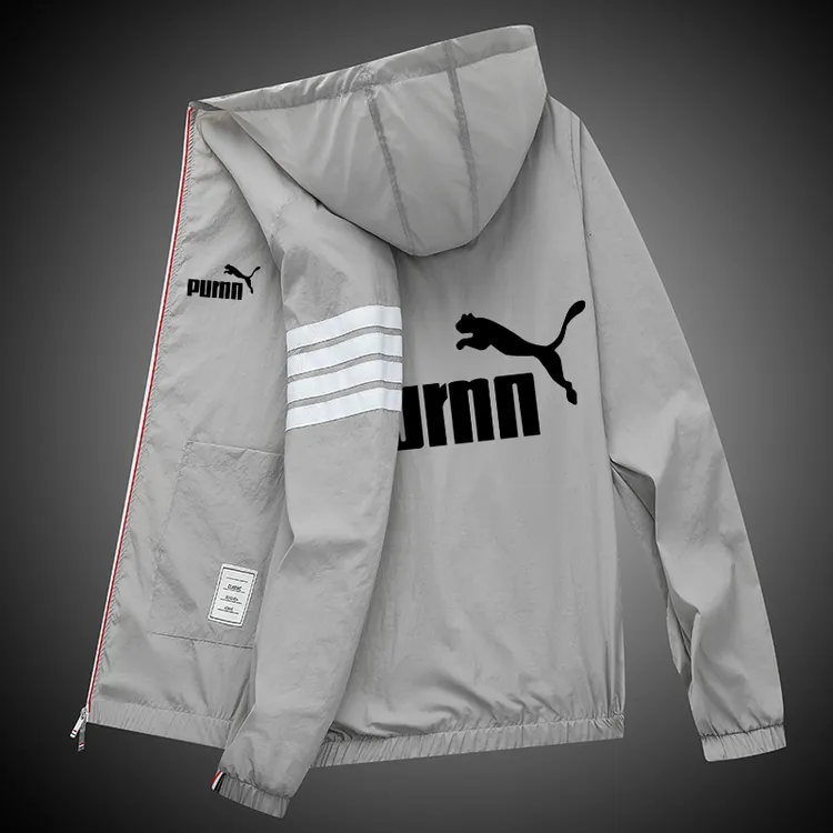 夏季薄款防晒衣男士新款四条杠轻薄透气连帽外套潮流印花皮肤衣