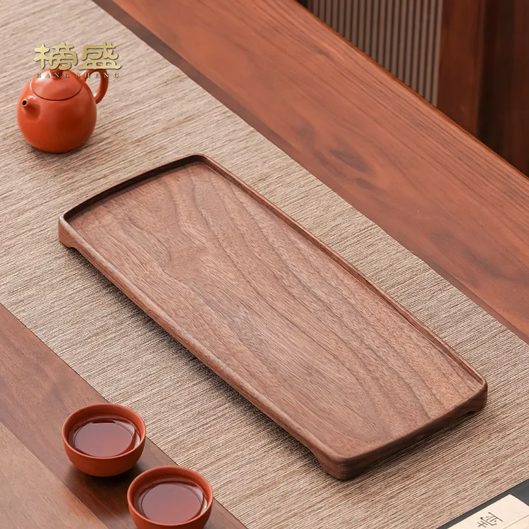 榜盛北美黑胡桃木茶盘家用简约新中式功夫茶具实木茶托盘干泡台