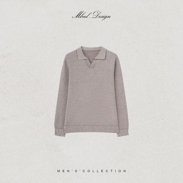 MBNL-F「K.12-Pin」秦磊男装460g羊毛定织棋盘格软糯长袖LL-WSY1226