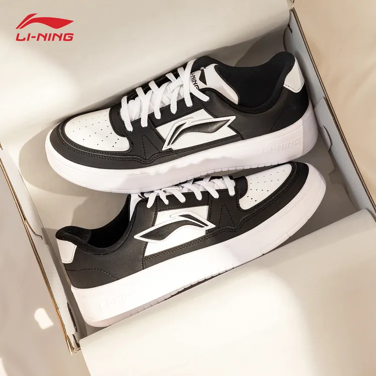 李宁月临女鞋板鞋2025秋季新款低帮百搭轻便黑白潮鞋休闲鞋子女款