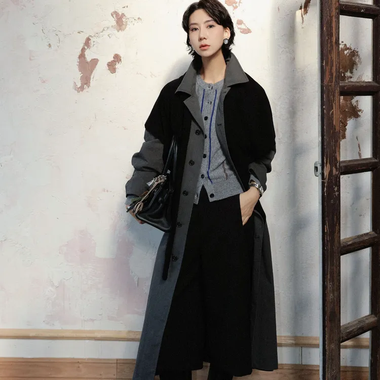 TT设计师【陌上清秋】气质复古感高级感自然纹理女士风衣TT191143