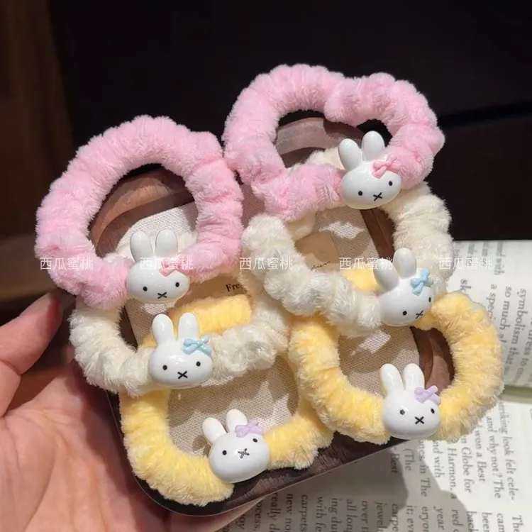 可爱蝴蝶结米菲兔发圈毛绒小肠圈少女马尾皮筋甜美百搭简约发绳