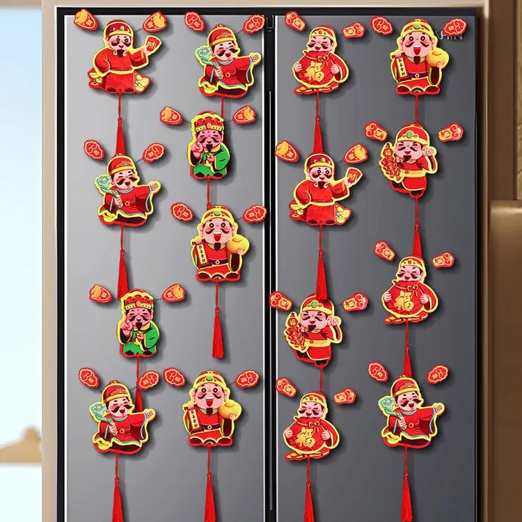 财神爷磁吸立体挂件新年喜庆创意烫金客厅装饰盆栽挂饰装扮