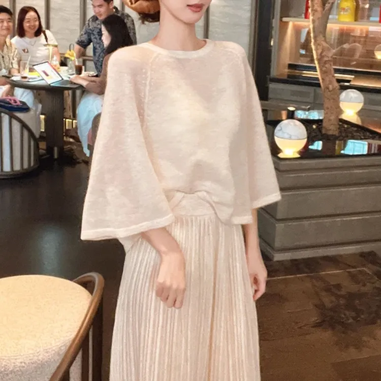 休闲套装燕麦色毛开衫外套半裙时尚穿搭一整套气质高级感两件套Y