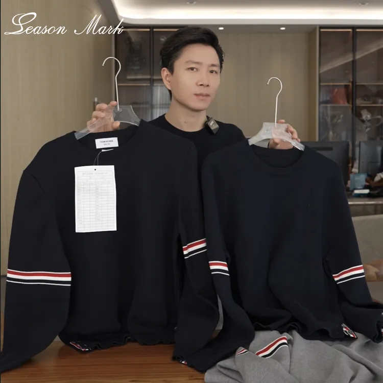 SEASONMARK秋季新款织带针织圆领卫衣cleanfit简约保暖搭子长袖男