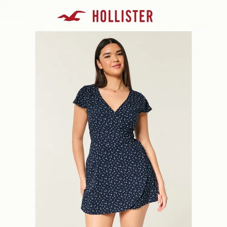 Hollister甜美斜襟一片式系带连衣裙26春新款女装359-6009