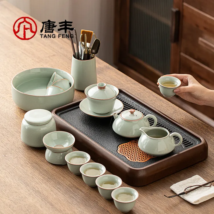 唐丰2025新款汝窑茶具套装家用轻奢高档陶瓷盖碗茶杯整套功夫泡茶