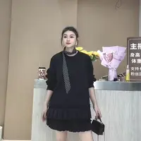 冬季长袖圆领上衣女OL风拼接高领两件套