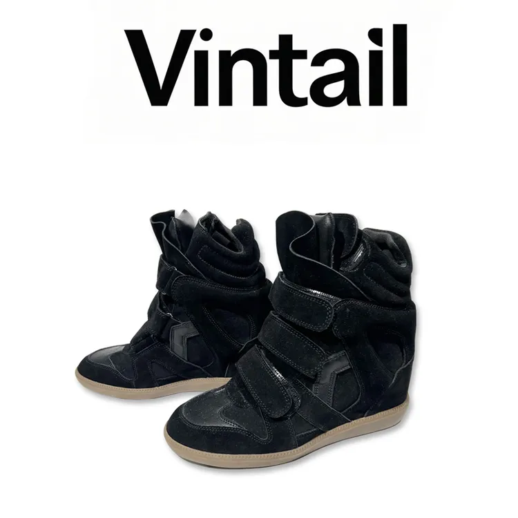 2025新款魔术贴内增高坡跟运动休闲鞋女厚底真皮百搭复古高帮鞋