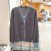 【法式假两件】绵羊毛+桑蚕丝拼色 V领假两件针织开衫