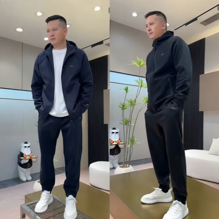 新款春秋男士休闲运动套装连帽开衫束脚卫裤两件套时尚百搭痞帅套